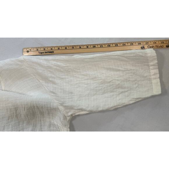 FLAX Linen Blouse Top Off White Buttons Size LARGE‎ Womens - Picture 8 of 10
